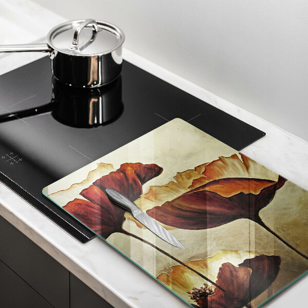 Tagliere in vetro Fiori boho dipinti