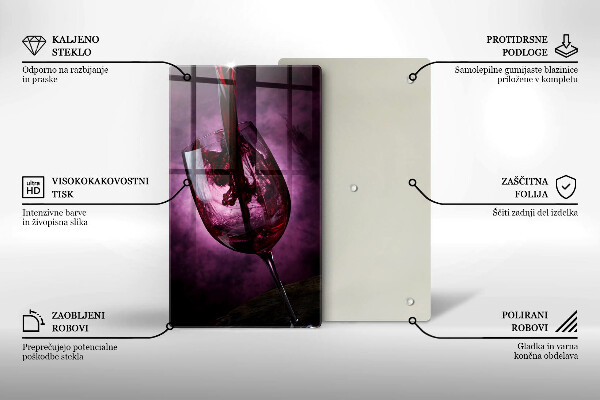 Tagliere in vetro Un bicchiere di vino