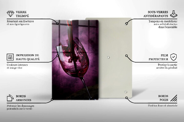 Tagliere in vetro Un bicchiere di vino