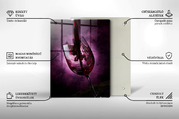 Tagliere in vetro Un bicchiere di vino