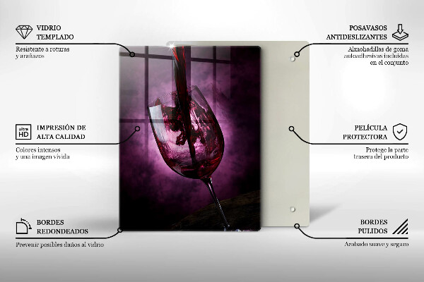 Tagliere in vetro Un bicchiere di vino