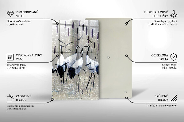 Tagliere in vetro Gru giapponesi