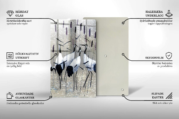 Tagliere in vetro Gru giapponesi