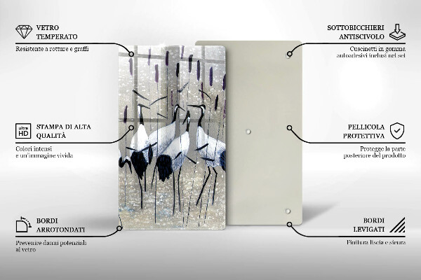 Tagliere in vetro Gru giapponesi