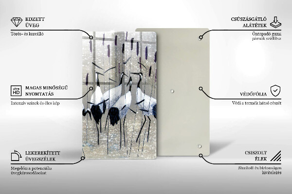 Tagliere in vetro Gru giapponesi