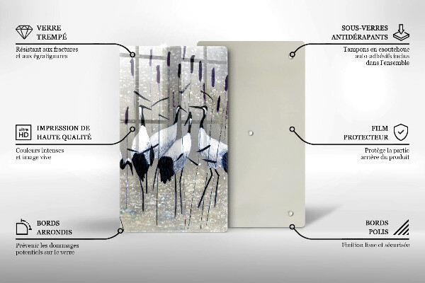 Tagliere in vetro Gru giapponesi
