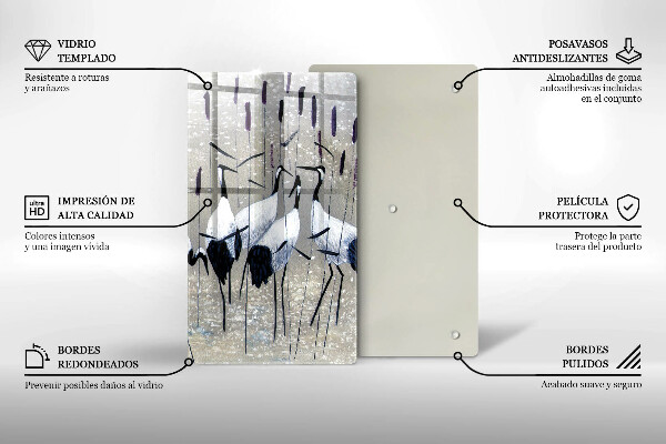 Tagliere in vetro Gru giapponesi