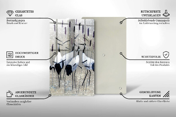 Tagliere in vetro Gru giapponesi