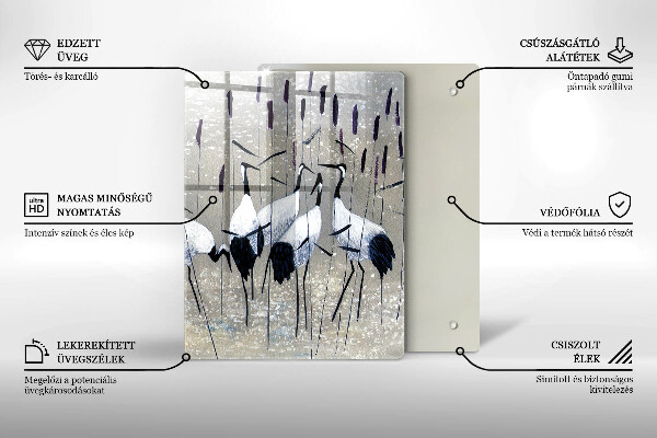 Tagliere in vetro Gru giapponesi