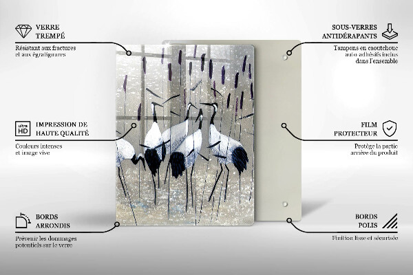 Tagliere in vetro Gru giapponesi