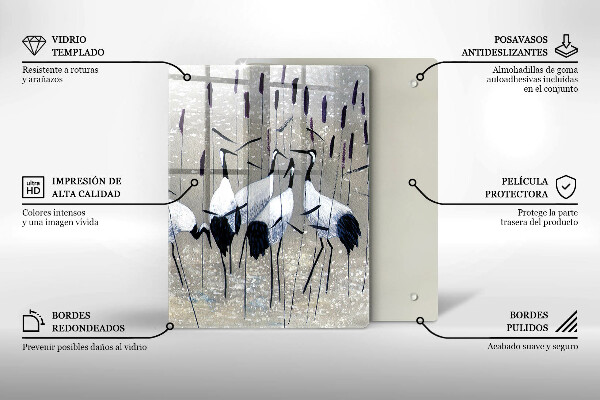 Tagliere in vetro Gru giapponesi