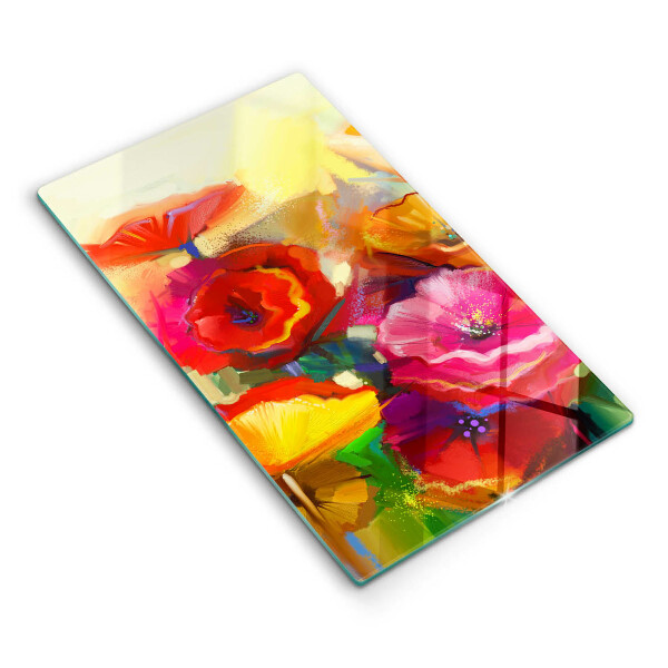 Tagliere in vetro Fiori colorati dipinti