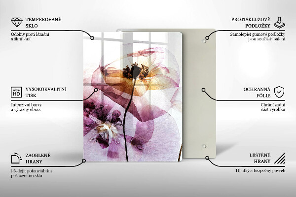 Tagliere in vetro Fiori delicati