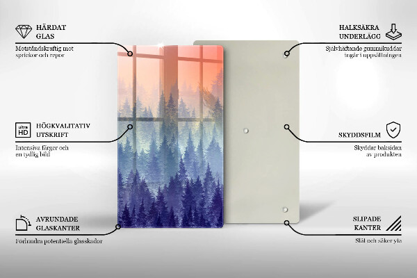 Tagliere in vetro temperato Foresta al tramonto