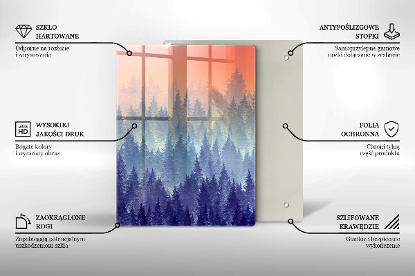 Tagliere in vetro temperato Foresta al tramonto