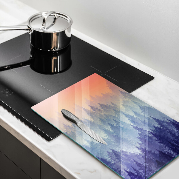 Tagliere in vetro temperato Foresta al tramonto