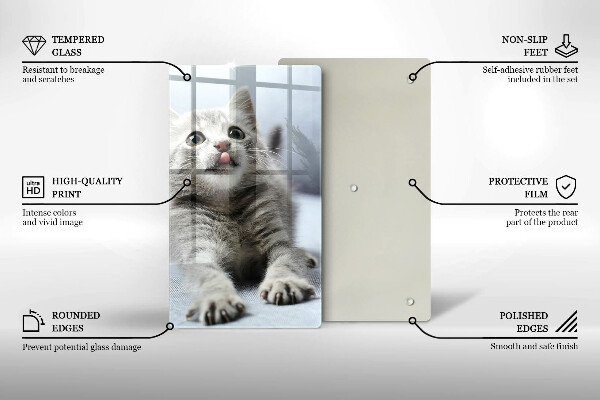 Tagliere in vetro Piccolo gattino carino