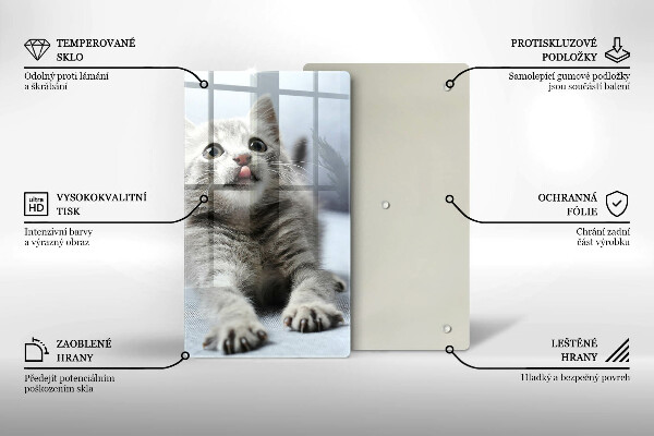 Tagliere in vetro Piccolo gattino carino