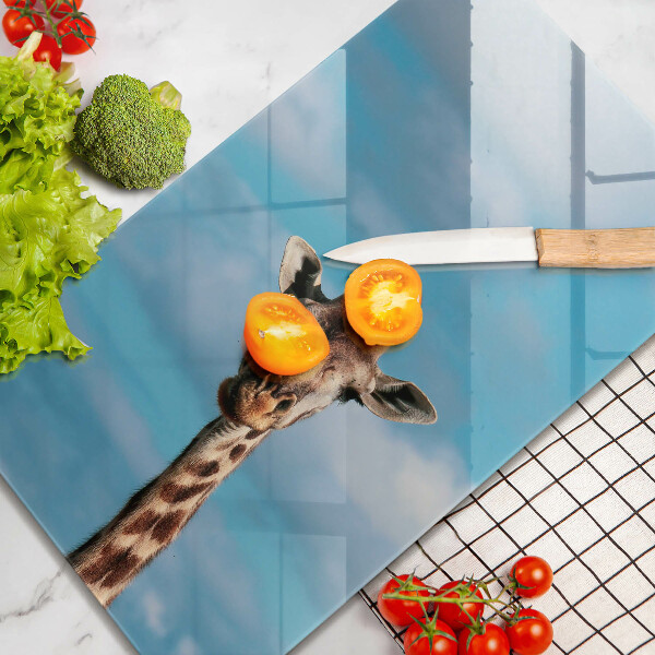 Tagliere in vetro Giraffa e cielo