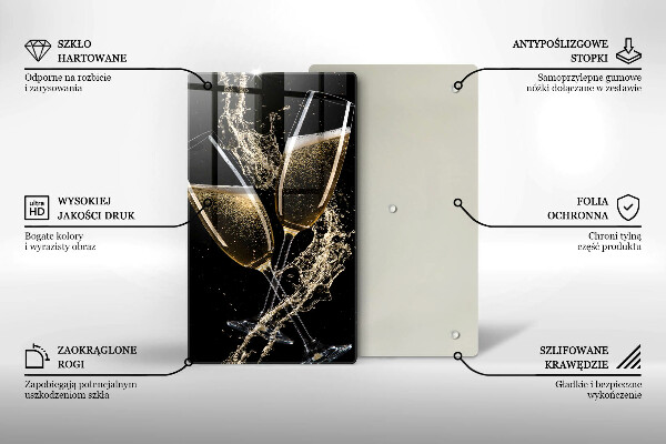 Tagliere in vetro Bicchieri di champagne