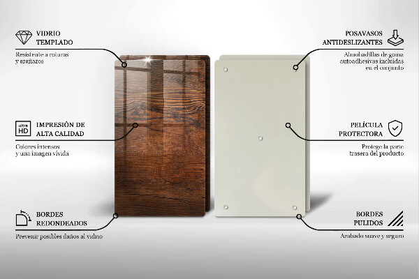 Tagliere in vetro temperato Tavola in legno scuro