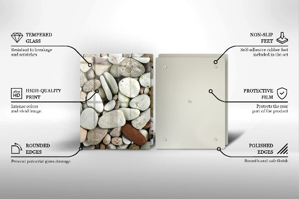Tagliere in vetro temperato Sfondo di piccole pietre