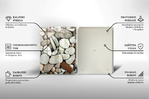 Tagliere in vetro temperato Sfondo di piccole pietre