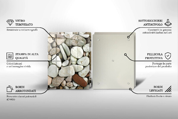 Tagliere in vetro temperato Sfondo di piccole pietre