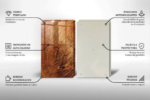 Tagliere in vetro temperato Venatura del legno dell'albero