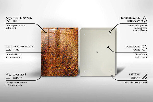 Tagliere in vetro temperato Venatura del legno dell'albero