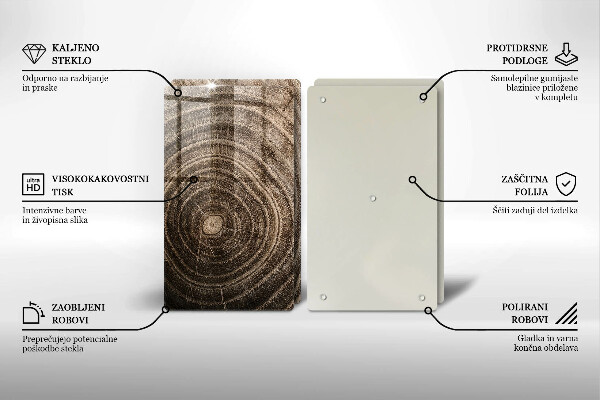 Tagliere in vetro temperato Anelli di legno