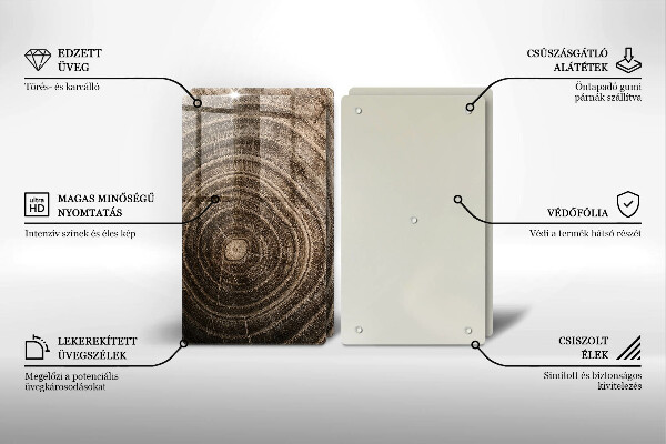 Tagliere in vetro temperato Anelli di legno