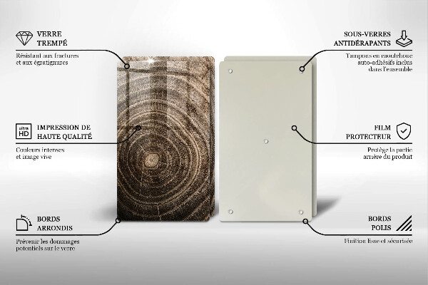 Tagliere in vetro temperato Anelli di legno