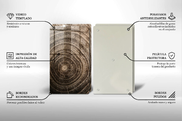 Tagliere in vetro temperato Anelli di legno