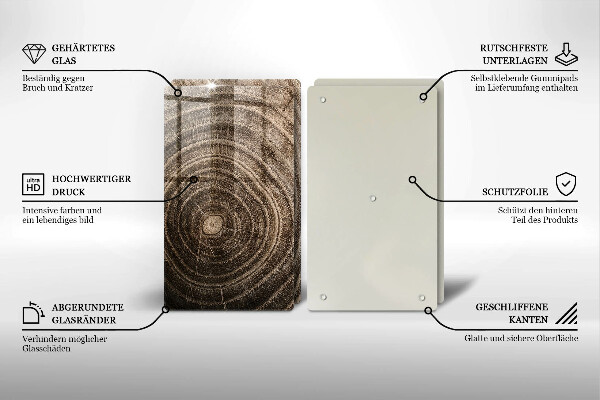 Tagliere in vetro temperato Anelli di legno