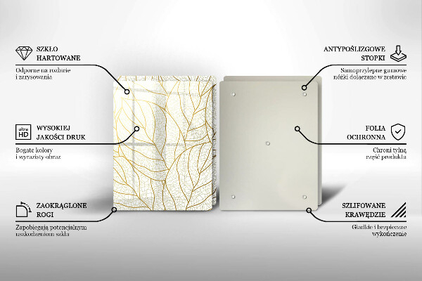 Tagliere in vetro temperato Modello di foglie line-art