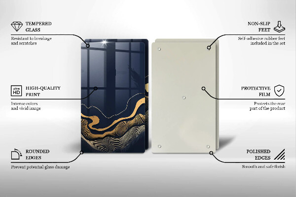 Tagliere in vetro temperato Linee dorate astratte