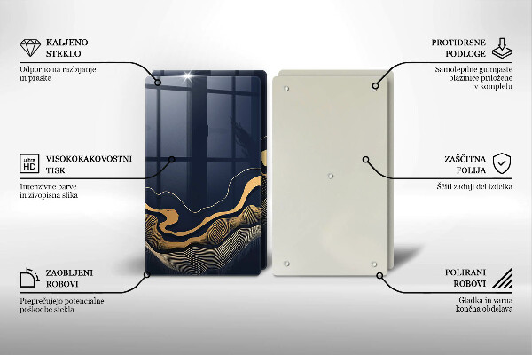 Tagliere in vetro temperato Linee dorate astratte