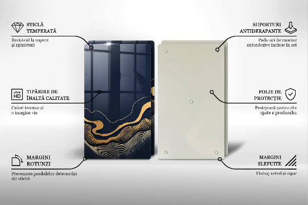 Tagliere in vetro temperato Linee dorate astratte