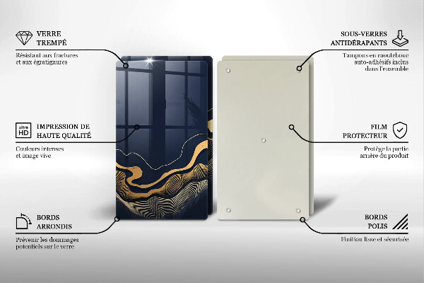 Tagliere in vetro temperato Linee dorate astratte