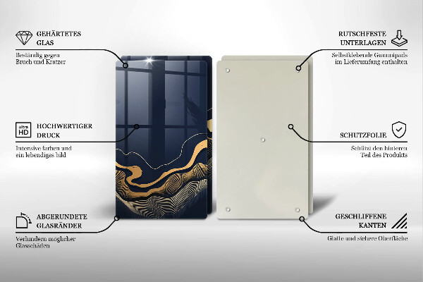 Tagliere in vetro temperato Linee dorate astratte