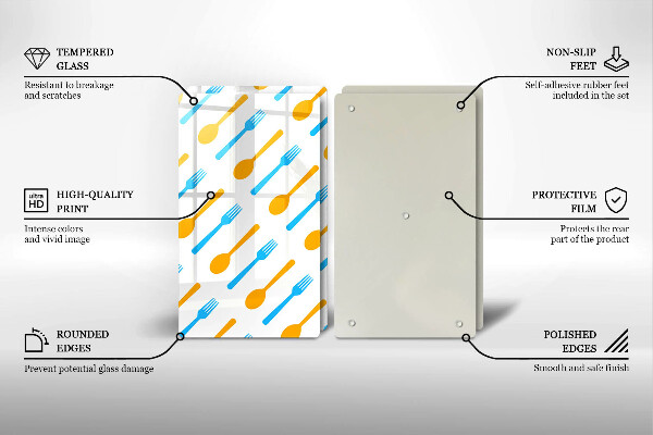 Tagliere in vetro temperato Forchette e cucchiai