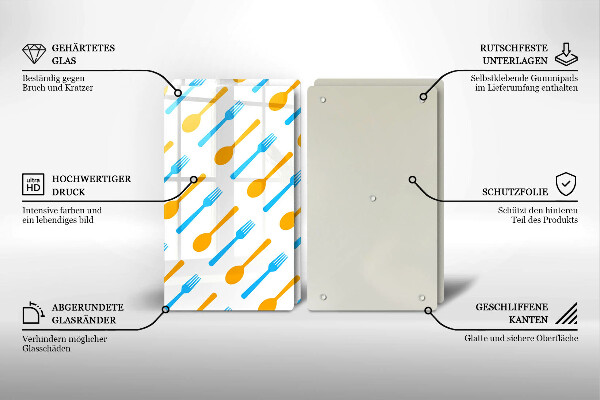 Tagliere in vetro temperato Forchette e cucchiai
