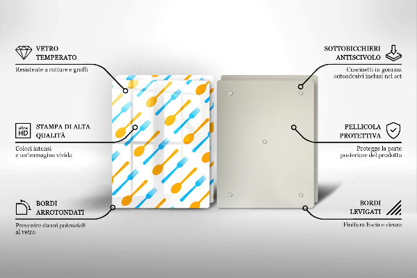 Tagliere in vetro temperato Forchette e cucchiai