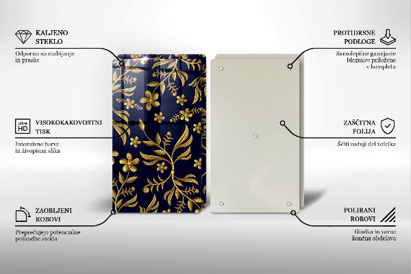 Tagliere in vetro temperato Motivo floreale dorato