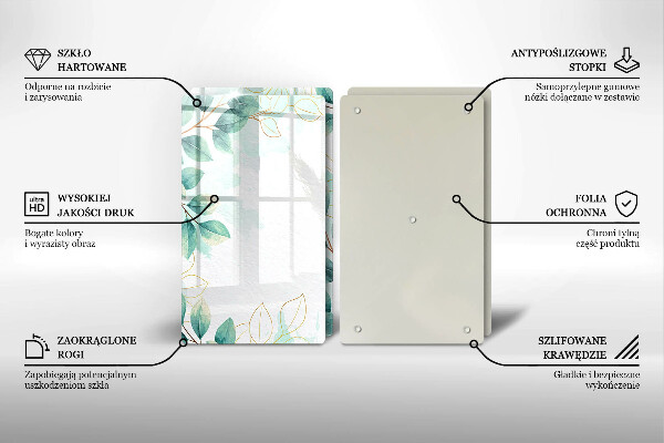 Tagliere in vetro temperato Foglie dipinte