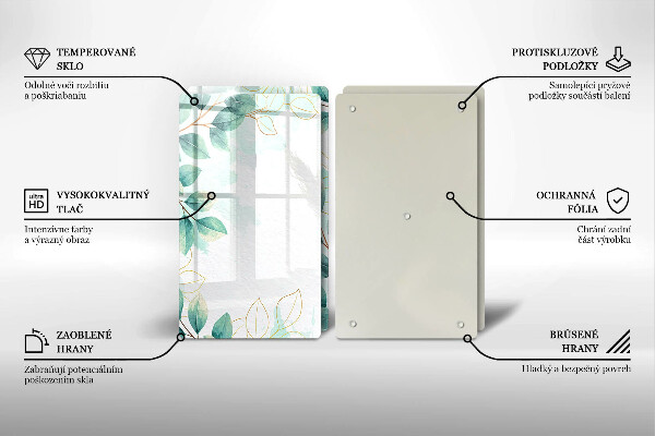 Tagliere in vetro temperato Foglie dipinte