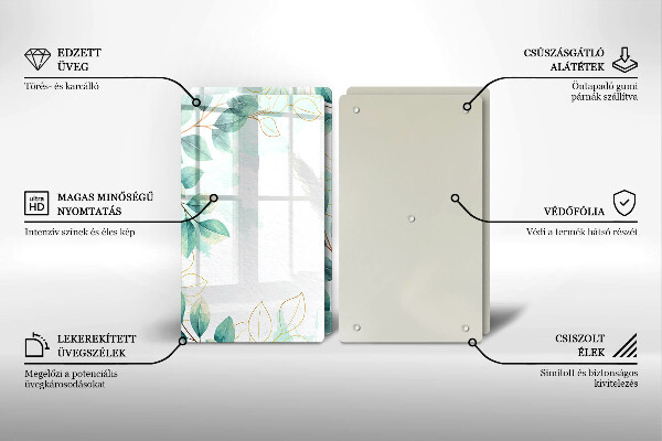 Tagliere in vetro temperato Foglie dipinte