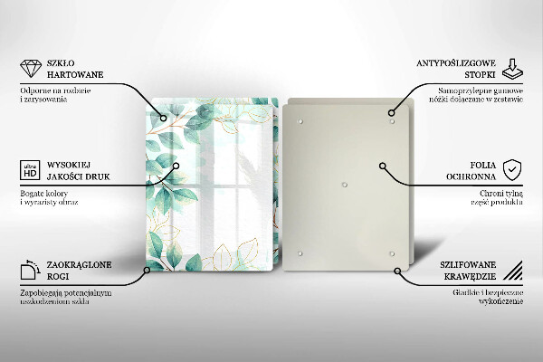 Tagliere in vetro temperato Foglie dipinte