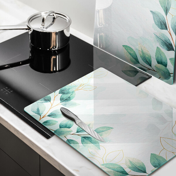 Tagliere in vetro temperato Foglie dipinte